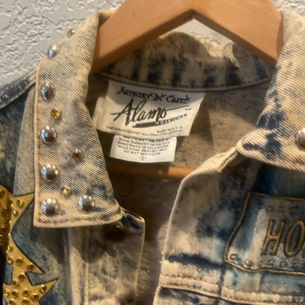Alamo Studded Denim Jacket with Gold Star vintage size s oversized blingout - Picture 5 of 6